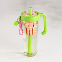 Gobelet en plastique transparent avec poignée et paille, 1300 ml (40 oz), infuseur à fruits, filtre à thé, anti-fuite, sans BPA, pour la salle de sport, les sports et les activités de plein air