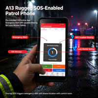 Téléphone de patrouille robuste A13 avec fonction SOS, application OGPonline préinstallée, alerte d'urgence, partage de localisation GPS pour la sécurité des travailleurs isolés