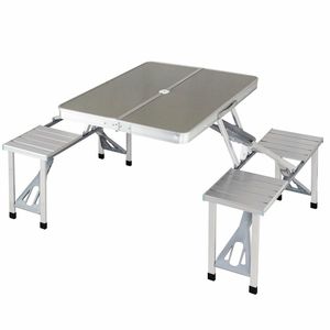 Commercio all'ingrosso luce pieghevole in alluminio pieghevole valigia <span class=keywords><strong>campeggio</strong></span> Picnic caffè da pranzo giardino spiaggia prato <span class=keywords><strong>tavolo</strong></span> con sedie - Product Image 1