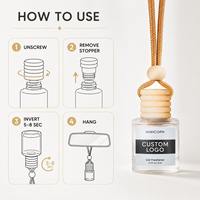 Diffuseur de parfum pour voiture suspendu, flacon carré en verre 8ml avec bouchon en bois, parfum de voiture neuf longue durée rechargeable, logo personnalisé OEM en gros