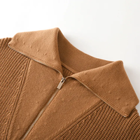 Benutzer definierte Herbst Winter Braun Revers Langarm Lässig Einfaches Kleid Für Frauen Pullover Strickkleid