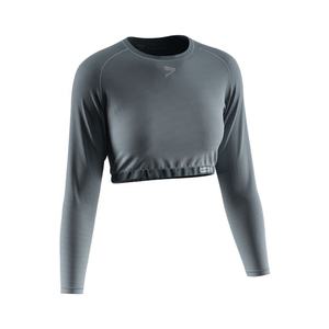 T-shirt sexy personnalisé pour femmes, haut court à manches longues pour la gym, chemises de sport pour filles - Product Image 3