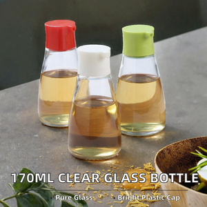Botella de Vidrio Transparente Redonda de 170 ml para Aceite de Chile, Aceite de Sésamo, Salsa de Soya y Vinagre, con Tapa de Rosca y Serigrafía - Product Image 2