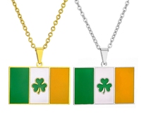 Retro Tropfenöl Irische Flagge Edelstahl-Halskette für Männer Frauen Paare St. Patrick's Day Schulanfang Neujahr Trend-Accessoire