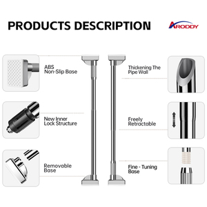 Aroddy 82.6-118.1inch không khoan không thấm nước tùy chỉnh mở rộng tắm Rèm cực nhà máy Rèm que và đường ray - Product Image 5