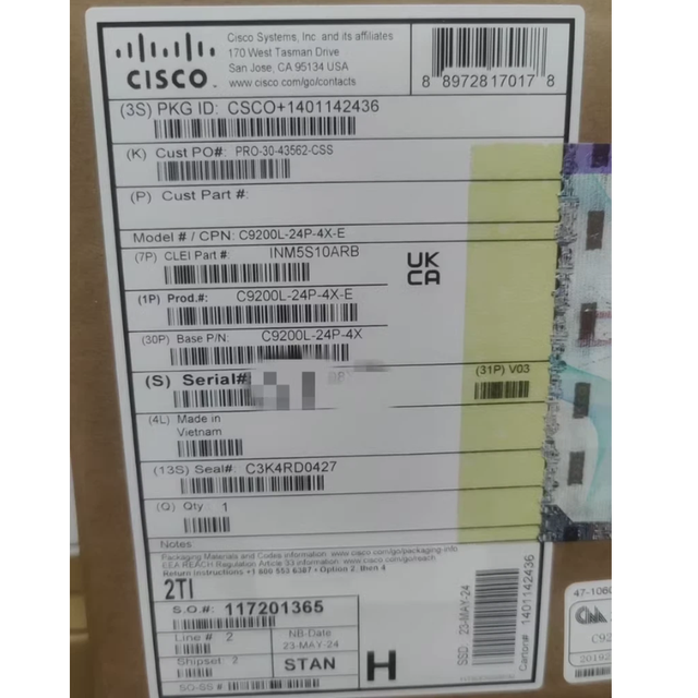 For Cisco Catalyst 9200L 24-Port Layer 3 PoE+ Network Managed Ethernet Switches C9200L-24P-4X-E with QoS Function 4x SFP+ Ports