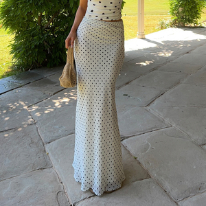 Jupe midi à pois pour femmes, taille haute, décontractée, mode estivale pour femmes - Product Image 3