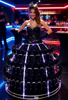 Robe LED portable en polyester/rayonne avec porte-verre intégré, idéale pour les soirées en boîte de nuit, bars, costumes, flamenco, événements et mariages