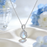 Collier en argent S925 avec pendentif élégant en opale ronde créée en laboratoire, design infini, nouvelle collection Moyu Jewelry