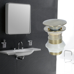 Chất Thải Phòng Tắm Có Nút Nhấn Bật Lên Tràn Chất Thải Bồn Rửa Bằng Thép Không Gỉ Hoặc Bằng Đồng Thau Thoát Nước - Product Image 2