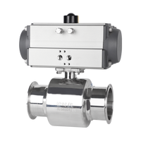 Katup Bola Sanitasi 2 Arah Berulir 2 Inci Bahan Stainless Steel 304L 316L dengan Aktuator Pneumatik Aksi Ganda untuk Air, Grade Makanan, OEM