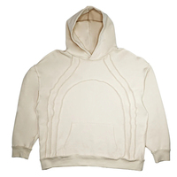 Sudadera con Capucha de Felpa Francesa Beige, Diseño de Costura Invertida Vintage, Detalles de Bordado Personalizados, Calidad Premium, Otoño