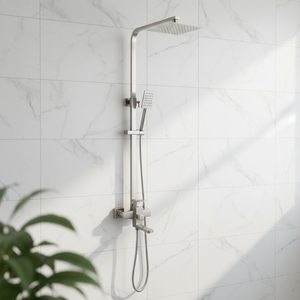 Robinet monocommande ZEPENG en acier inoxydable 304 brossé, douchette carrée murale, barre coulissante portable, douche chaude et froide - Product Image 6