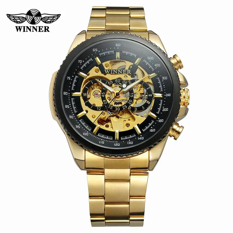 WINNER 428-Reloj de mano automático para hombre, movimiento mecánico, caja de reloj de acero inoxidable de alta calidad