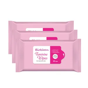 Bio kleen 30 Private Label Spülbare natürliche intime weibliche Hygiene Reinigungs tuch Bio Bambus Vaginal Yoni Feminine Tücher