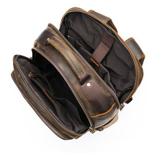 Mochila de viaje de cuero genuino Crazy Horse, bolsa para ordenador portátil, mochila de gran capacidad para fin de semana, mochila de viaje de cuero para hombres - Product Image 4