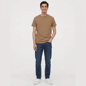 Camiseta para Hombre, Ropa Masculina de Buena Calidad, Camisetas de Hombre 100% Algodón, Color Gris, Manga Corta, Diseño de Logotipo Personalizado, Cuello Redondo, Verano - Product Image 1