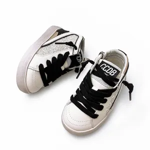 Оптовая продажа, Роскошные Пользовательские кроссовки 2022, модная брендовая Золотая детская спортивная обувь, блестящая детская повседневная обувь CCDB с высокой звездой