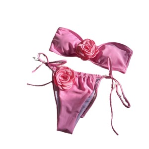 Nuevo Bikini de una Pieza con Tirantes Ajustables y Abertura Lateral en Color Rosa Sólido 9150 - Product Image 5