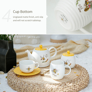 Ceramic <b>Mug</b> with <b>Bee</b> and Lavender Design - Pastoral Coffee Milk Breakfast Cup - Product Image 6