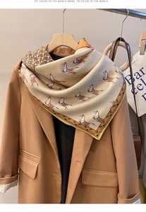 Private Embroidered Log 90*90Cm Printed 100% Shawl New Design Mulberry <b>Silk</b> Hijab <b>Scarf</b> for Women - Product Image 4