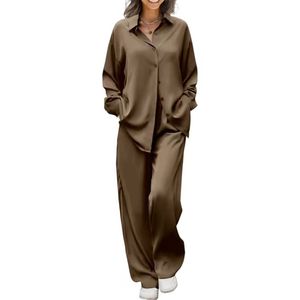 Nouvel ensemble de pyjama décontracté d'été de luxe pour femme, respirant, deux pièces, col en V, avec design à jambes larges et manches longues - Product Image 5