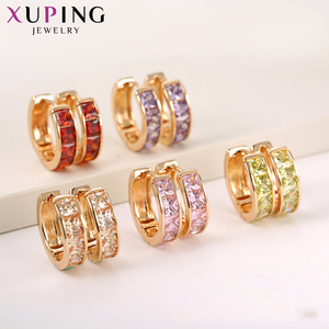 Xuping-pendientes de oro de 18K con piedra multicolor, joyería elegante de moda diaria de lujo