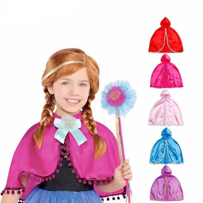 बच्चे लड़की राजकुमारी ड्रेस हैलोवीन पार्टी चुड़ैल cosplay के लिए बरसती केप ठोस जादू बरसती बच्चों के लिए