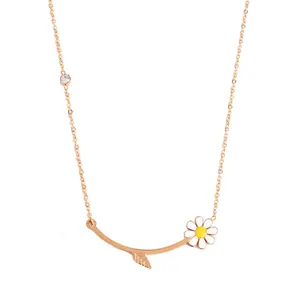 Очаровательное ожерелье из нержавеющей стали с ромашками и покрытием из розового золота, цветочное ожерелье для девочек