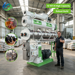 Machine automatique de fabrication de granulés d'aliments pour animaux, homologuée CE, 12-15 T/H, à matrice annulaire, pour bétail, volailles et poulets - Product Image 1