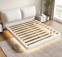 Lit intelligent moderne et luxueux avec revêtement en cuir capitonné et cadre souple, lit pour tout-petit, ensemble de cadre de lit Queen/King Size