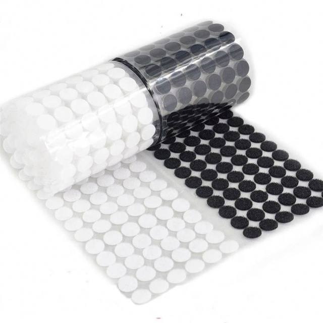 Self-Adhesive Strong Sticky Die Cut Colored Printed Logo Back Glue Hook and Loop Round Dots/ Circles/ Tape