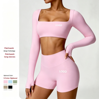 Promo! Set Olahraga Berkualitas Tinggi: Sport Bra, Legging High Waist, Baju Olahraga Lengan Panjang, Pakaian Fitness Wanita, Set Yoga