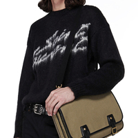 Pull-Over en Mohair pour Homme Noir à Manches Longues et Col Rond, Motif Jacquard, Logo Personnalisé en Gros OEM & ODM AiNear