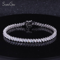 Starsgem 4.65 karat Markiz Kesim Laboratuvarda Yetiştirilmiş Elmas 10 Ayar Som Altın Rodyum Kaplama Vintage Unisex Moda Bileklik Renk D 6.32g
