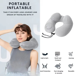 Almohada de Viaje Inflable Portátil en Forma de U, Cojín de Soporte para el Cuello Multiusos para Avión, Oficina, Siesta al Aire Libre - Product Image 4