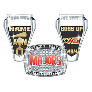 Anillos de campeonato deportivos de metal esmaltados dorados y plateados con logotipo personalizado - Product Image 1