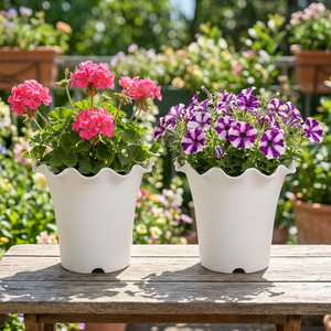 Vietnam PP Plastic Flower <b>Pot</b> Wavy Rim Lightweight Durable Eco-Friendly 4.8L Modern Garden Planter <b>Indoor</b> Outdoor <b>Plants</b> - Product Image 1