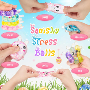 JITENG Boules anti-stress à presser Lapin de Pâques, jouet sensoriel pour le soulagement du stress, idéal pour les cadeaux de fête de Pâques et les cadeaux d'<span class=keywords><strong>anniversaire</strong></span> sur le thème des lapins - Product Image 5