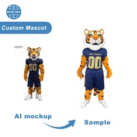 Kostum Maskot Harimau 3D Custom Blue Sky untuk Dewasa, Boneka Maskot untuk Acara Olahraga Sekolah & Permainan Tim OEM ODM 1PC MOQ