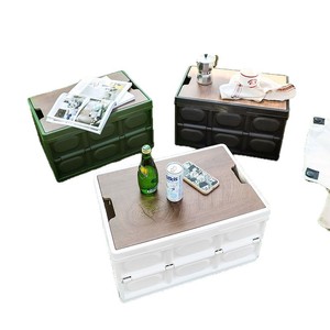 Foldable Storage <b>Box</b> Rectangle <b>Plastic</b> Outdoor Camping Car Trunk Organizing Neatening White Green Black - Product Image 2
