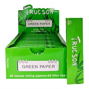TRUCSON Green Rolling Papers <b>King</b> <b>Size</b> 32 <b>Sheets</b> With Filter Tips 32leaves+32tips/booklet,24booklets/box - Product Image 6