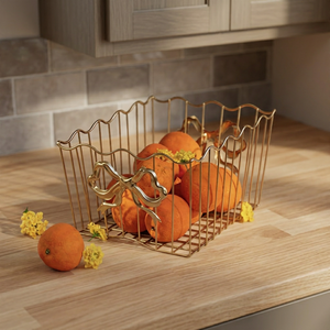 Panier à fruits en métal de luxe avec nœud décoratif, panier de rangement ouvert en fil métallique pour cuisine, table à manger, décoration intérieure - Product Image 3