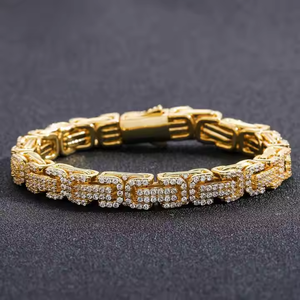 High Shine <b>Byzantine</b> <b>Bracelet</b> With Sparkling Moissanite Diamonds Elegant Fashion Jewelry For Daily Wear And Special Occasions - Product Image 4