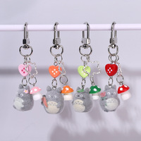 Porte-clés mousqueton Yihan Cinq Étoiles en forme de cœur, pendentif Totoro floqué mignon, style Ins tendance, écologique, en alliage de zinc pour Halloween