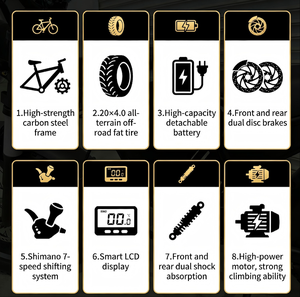 Vélo électrique 20 pouces sans balais 800W 48V avec batterie au lithium, autonomie 60km, noir, moteur moyeu arrière tout-terrain, freins à disque, 7 vitesses, haute performance - Product Image 5