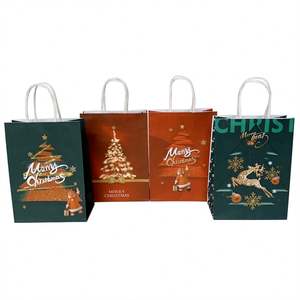 KUAIMA Merry <b>Christmas</b> Santa Paper <b>Bags</b> Durable Kraft with Xmas New Year Party Decor Candy Gift Favor <b>Shopping</b> <b>Bag</b> with Handle - Product Image 4