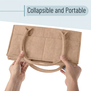 Cesta de Almacenamiento Portátil Grande de Fieltro para Artículos Esenciales de Recién Nacidos, Organizador de Pañales para Bebés - Product Image 5