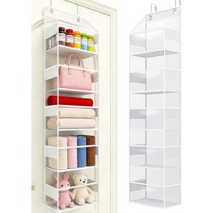 Organisateur de porte en PVC transparent, sac de rangement suspendu à 5 étagères, organisateur derrière la porte pour chambre à coucher ou chambre d'enfant - Product Image 1