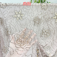 Tela de Lentejuelas Marrón Floral a Precio de Fábrica, Tela de Tul Transparente con Cuentas para Primavera/Verano, Tela de Encaje con Lentejuelas Rosas para Vestidos Formales